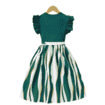 Vestido acanalado y estampado geométrico en verde y blanco - Imagen 2