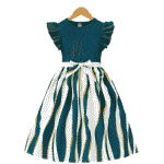 Vestido acanalado y estampado geométrico en verde y blanco