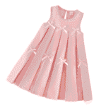 Vestido plisado con lazo de unicolor 