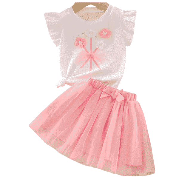 Conjunto de dos piezas camisa y falda de malla