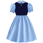 Vestido azul y negro de parchwork estilo académico - Imagen 2