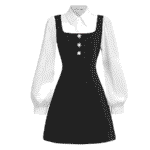Vestido dos en uno en bloques blanco y negro