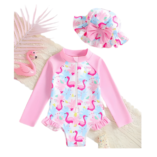 traje de baño entero de flamencos